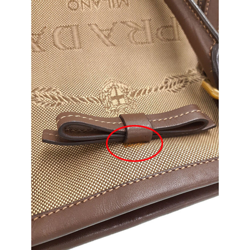 Prada Logo Jacquard 2Way Handbag brown canvas - Picture 6 of 9